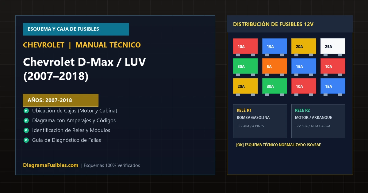 Diagrama de fusibles Chevrolet D-Max / LUV (2007–2018)