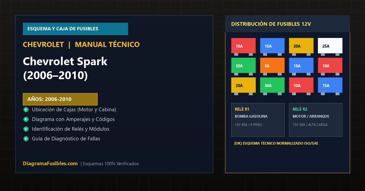 Diagrama de fusibles Chevrolet Spark (2006–2010)