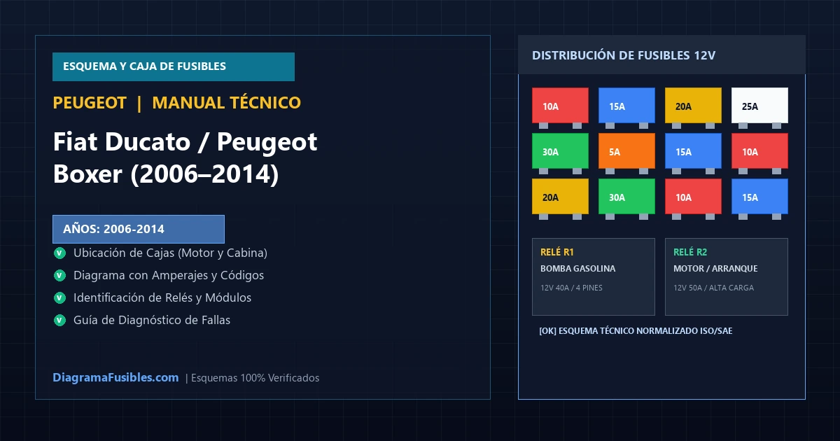Diagrama de fusibles Fiat Ducato / Peugeot Boxer (2006–2014)