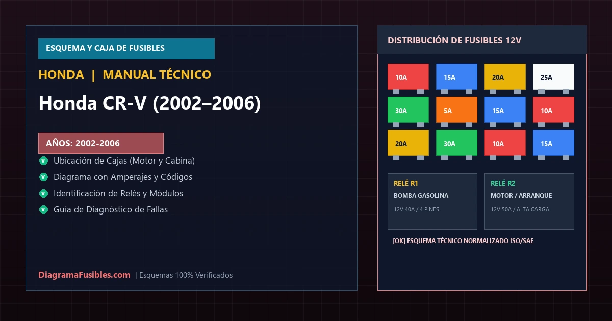 Diagrama de fusibles Honda CR-V (2002–2006)