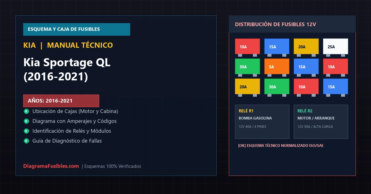 Diagrama de fusibles Kia Sportage QL (2016-2021)