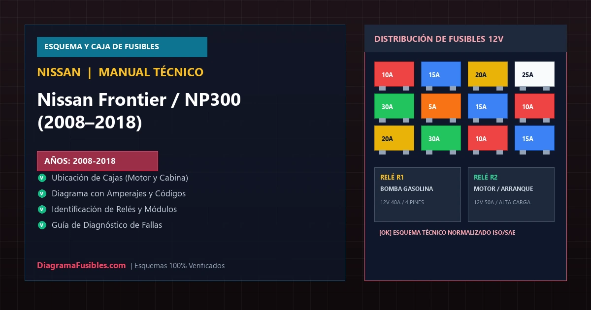 Diagrama de fusibles Nissan Frontier / NP300 (2008–2018)