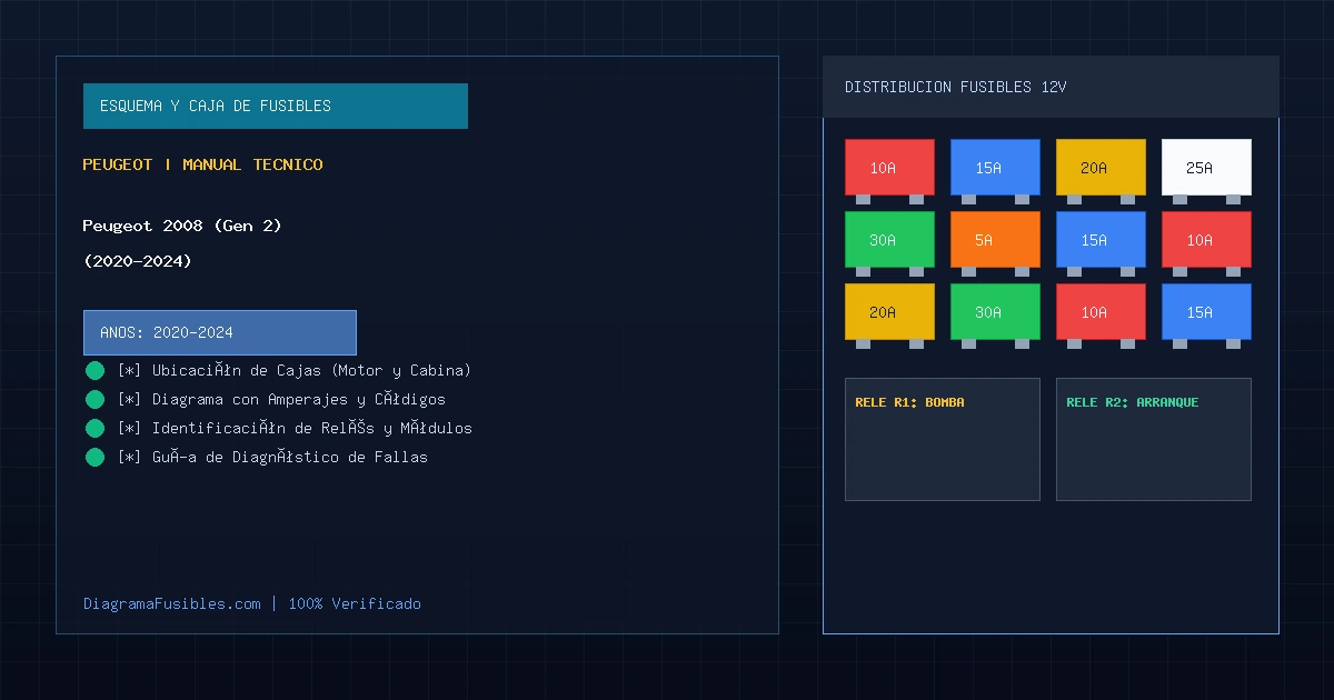 Diagrama de fusibles Peugeot 2008 (Gen 2) (2020-2024)
