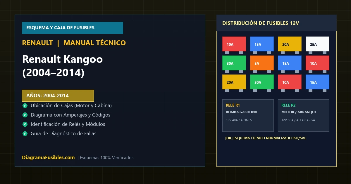 Diagrama de fusibles Renault Kangoo (2004–2014)