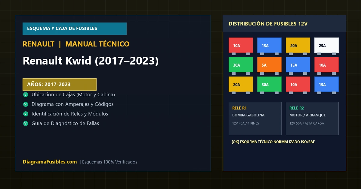 Diagrama de fusibles Renault Kwid (2017–2023)
