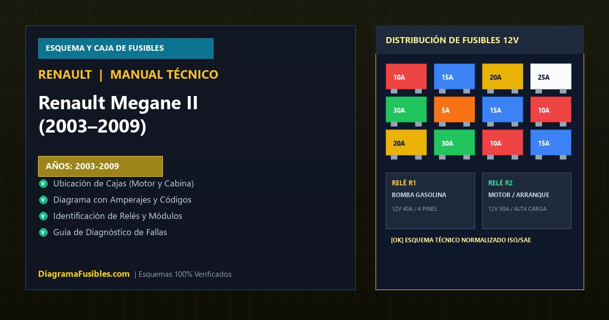 Diagrama de fusibles Renault Megane II (2003–2009)