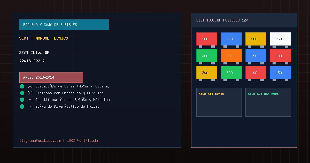 Diagrama de fusibles SEAT Ibiza 6F (2018-2024)