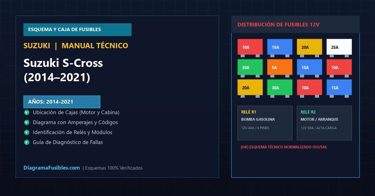Diagrama de fusibles Suzuki S-Cross (2014–2021)