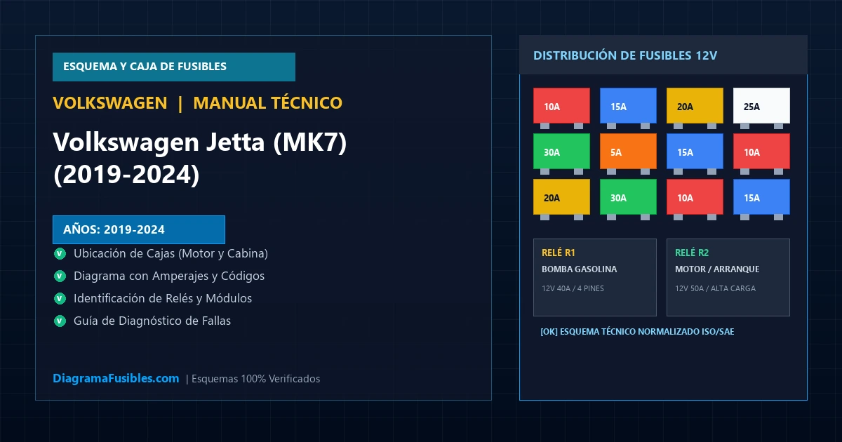 Diagrama de fusibles Volkswagen Jetta (MK7) (2019-2024)