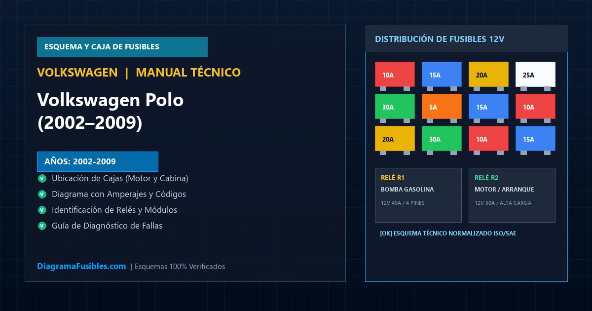 Diagrama de fusibles Volkswagen Polo (2002–2009)